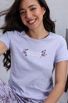 Zivame Floral Hush Knit Cotton Pyjama Set - Heirloom Lilac — thumbnail 5